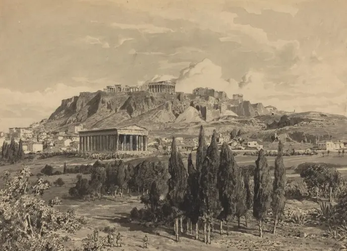 Framed Print : Temple of Hyphaestus, 1890. Creator: Themistocles von Eckenbrecher Framed Print : Temple of Hyphaestus, 1890. Creator: Themistocles von Eckenbrecher
