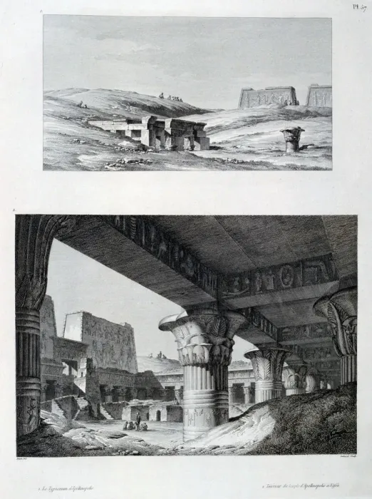 Framed Print : The Temple and interior of Apollinopolis at Etfou (Edfu), Egypt, c1808. Artist: Baltard