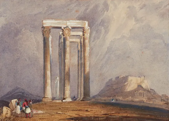 Framed Print : The Temple of Jupiter Olympus, Athens, about 1832. Creator: Clarkson Stanfield Framed Print : The Temple of Jupiter Olympus, Athens, about 1832. Creator: Clarkson Stanfield