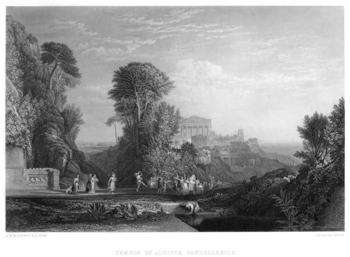 Framed Print : Temple of Jupiter Panhellenius, 19th century. Artist: E Challis Framed Print : Temple of Jupiter Panhellenius, 19th century. Artist: E Challis