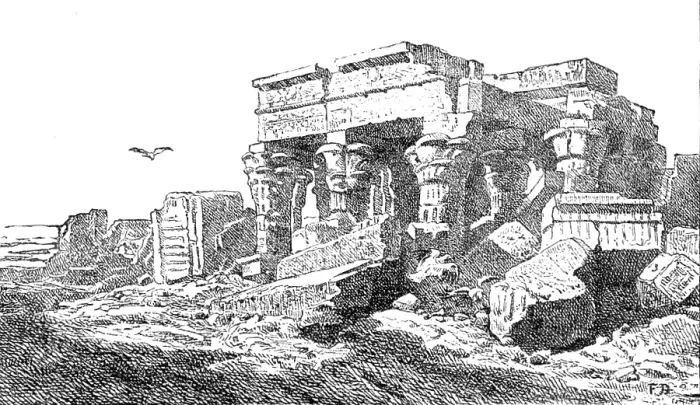Framed Print : Temple of Kom Ombos, Upper Egypt, by Frank Dillon:Institute of Painters in Oil Colours, 1883. Creator: Unknown Framed Print : Temple of Kom Ombos, Upper Egypt, by Frank Dillon:Institute of Painters in Oil Colours, 1883. Creator: Unknown