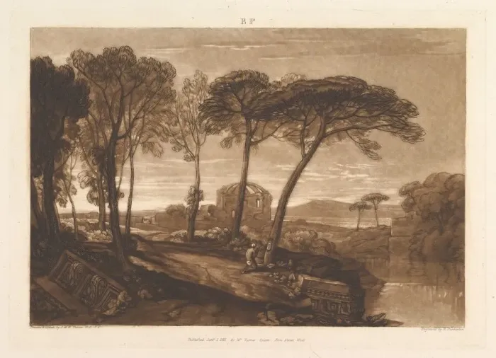 Framed Print : The Temple of Minerva Medica (Liber Studiorum, part V, plate 23), January 1, 1811 Framed Print : The Temple of Minerva Medica (Liber Studiorum, part V, plate 23), January 1, 1811