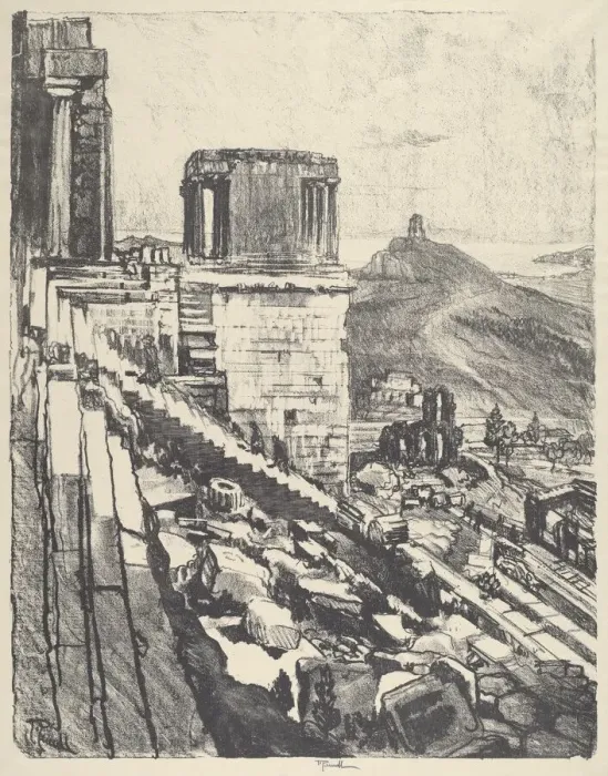 Framed Print : The Temple of Nike, Athens, 1913. Creator: Joseph Pennell Framed Print : The Temple of Nike, Athens, 1913. Creator: Joseph Pennell