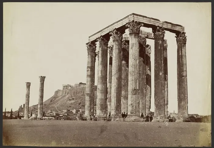 Framed Print : Temple of Olympian Zeus, 1860s. Creator: Petros Moraites Framed Print : Temple of Olympian Zeus, 1860s. Creator: Petros Moraites