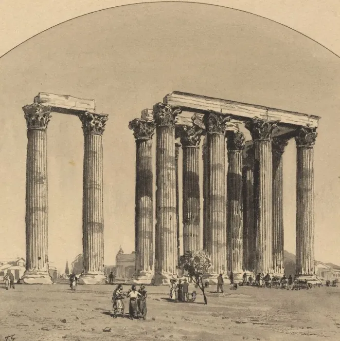 Framed Print : Temple of Olympian Zeus, 1890. Creator: Themistocles von Eckenbrecher Framed Print : Temple of Olympian Zeus, 1890. Creator: Themistocles von Eckenbrecher