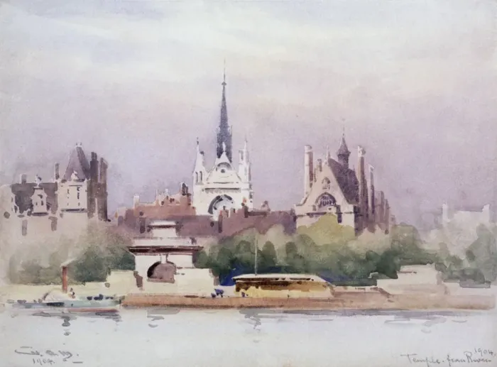 Framed Print : Temple from the River, 1904. Artist: William Alister Macdonald Framed Print : Temple from the River, 1904. Artist: William Alister Macdonald