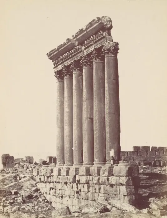 Framed Print : The Temple of the Sun at Baalbec, ca. 1870. Creator: Felix Bonfils Framed Print : The Temple of the Sun at Baalbec, ca. 1870. Creator: Felix Bonfils