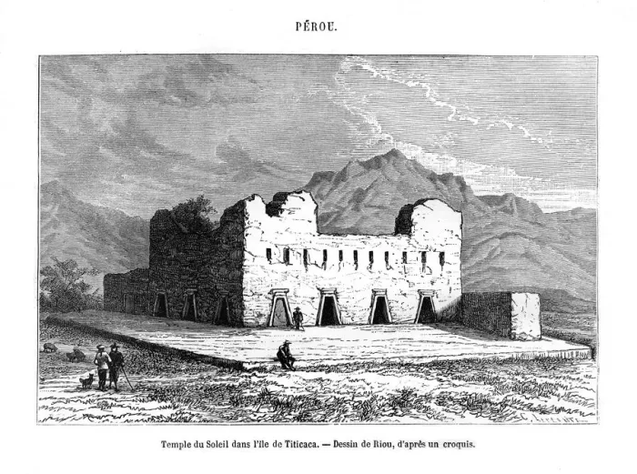 Framed Print : The Temple of the Sun on the island of Titicaca, Peru, 19th century. Artist: Edouard Riou Framed Print : The Temple of the Sun on the island of Titicaca, Peru, 19th century. Artist: Edouard Riou