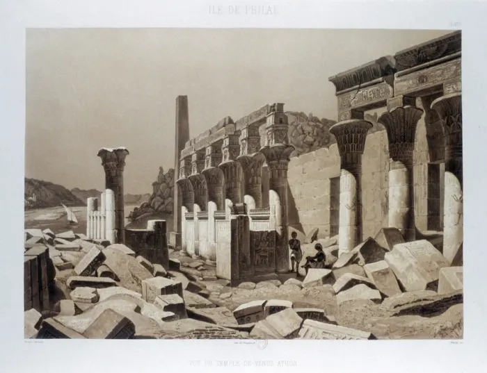 Framed Print : Temple of Venus Athor, Isle of Philae, Egypt, 1841. Artist: Himely Framed Print : Temple of Venus Athor, Isle of Philae, Egypt, 1841. Artist: Himely