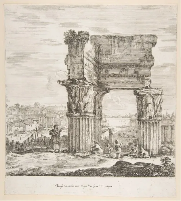 Framed Print : The Temple of Vespasian and the Roman Forum, from Six large views, four of Rome Framed Print : The Temple of Vespasian and the Roman Forum, from Six large views, four of Rome