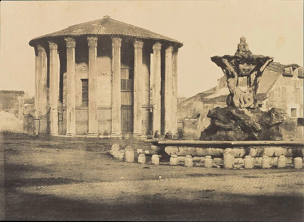 Temple of Vesta and Fountain, Piazza Bocca della Verita, ca. 1855