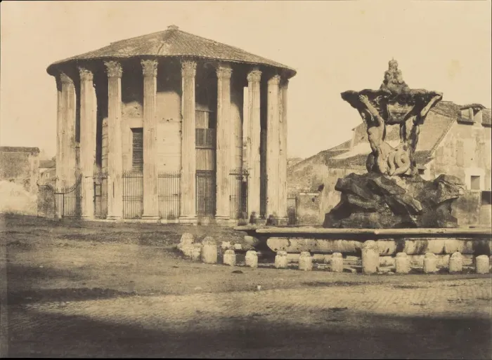Framed Print : Temple of Vesta and Fountain, Piazza Bocca della Verita, ca. 1855 Framed Print : Temple of Vesta and Fountain, Piazza Bocca della Verita, ca. 1855