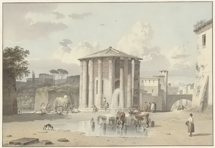 Framed Print : The Temple of Vesta in Rome, c.1809-c.1812. Creator: Josephus Augustus Knip Framed Print : The Temple of Vesta in Rome, c.1809-c.1812. Creator: Josephus Augustus Knip