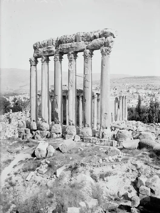 Framed Print : Temples of Sun & Jupiter, Baalbek, between c1915 and c1920. Creator: Bain News Service Framed Print : Temples of Sun & Jupiter, Baalbek, between c1915 and c1920. Creator: Bain News Service