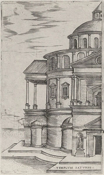 Templum Saturni, from a Series of 24 Depicting (Reconstructed) Buildings from... Plate ca. 1530-50. Creator: Anon