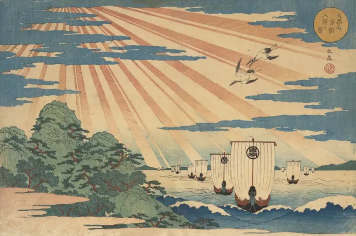 Framed Print : Tempozan Man-sen Nu-shin no Zu, 1838. Creator: Gakutei