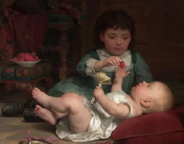 Framed Print : Temptation, about 1884. Creator: Seymour Joseph Guy Framed Print : Temptation, about 1884. Creator: Seymour Joseph Guy