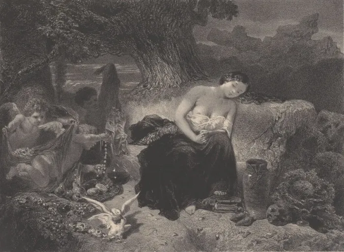 Framed Print : Temptation, ca. 1850. Creator: Celestin Nanteuil Framed Print : Temptation, ca. 1850. Creator: Celestin Nanteuil