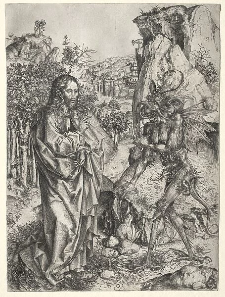 The Temptation of Christ, 1400s. Creator: Master L Cz (German)