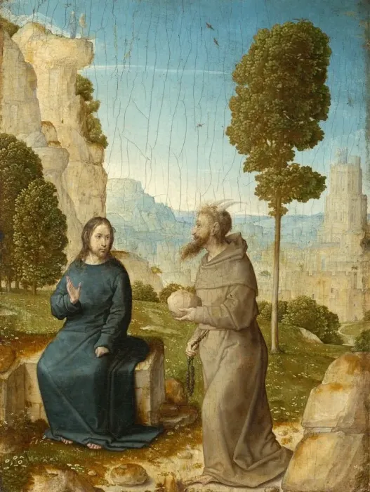 Framed Print : The Temptation of Christ, c. 1500 / 1504. Creator: Juan de Flandes, the Elder Framed Print : The Temptation of Christ, c. 1500 / 1504. Creator: Juan de Flandes, the Elder
