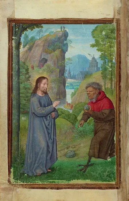 Framed Print : The Temptation of Christ; Prayer Book of Cardinal Albrecht of Brandenburg, about 1525-1530. Creator: Simon Bening Framed Print : The Temptation of Christ; Prayer Book of Cardinal Albrecht of Brandenburg, about 1525-1530. Creator: Simon Bening