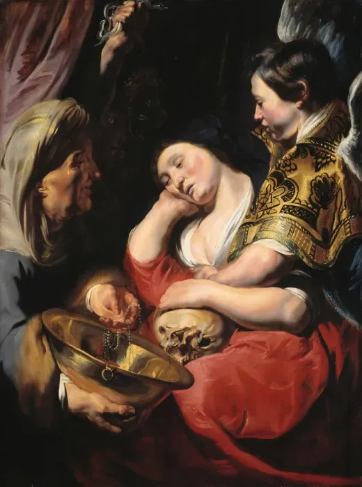 Framed Print : The Temptation of the Magdalene, c. 1616 / 17. Creator: Jacob Jordaens Framed Print : The Temptation of the Magdalene, c. 1616 / 17. Creator: Jacob Jordaens