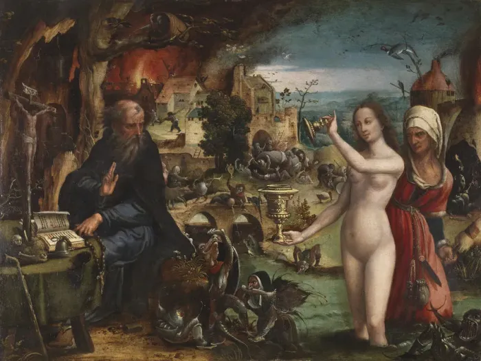 Framed Print : The Temptation of Saint Anthony. Artist: Coecke van Aelst, Pieter, the Elder (1502-1550) Framed Print : The Temptation of Saint Anthony. Artist: Coecke van Aelst, Pieter, the Elder (1502-1550)