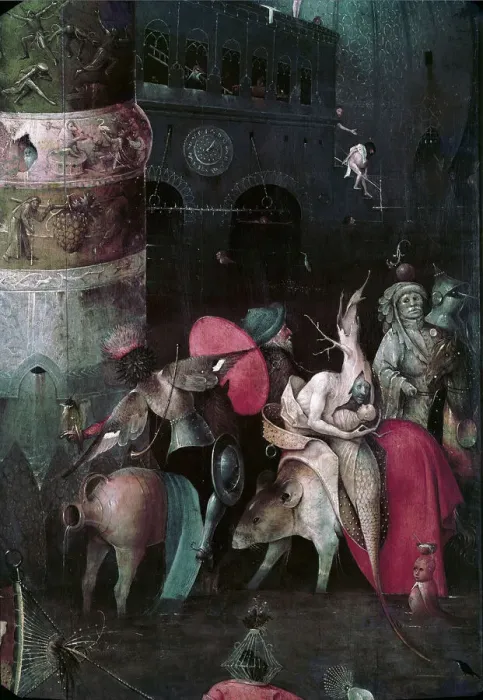 Framed Print : The Temptation of Saint Anthony (Detail of central panel of a triptych), Between 1495 and 1515. Artist: Bosch, Hieronymus (c. 1450-1516) Framed Print : The Temptation of Saint Anthony (Detail of central panel of a triptych), Between 1495 and 1515. Artist: Bosch, Hieronymus (c. 1450-1516)