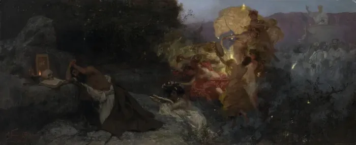 Framed Print : The Temptation of Saint Jerome. Artist: Siemiradzki, Henryk (1843-1902) Framed Print : The Temptation of Saint Jerome. Artist: Siemiradzki, Henryk (1843-1902)