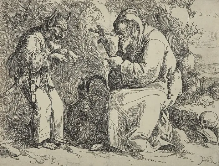 Framed Print : Temptation of St Antony, 1628-1642. Creator: Andries Dirksz Both