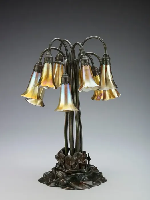 Framed Print : Ten-light pond lily lamp, after 1902. Creator: Tiffany Glass Framed Print : Ten-light pond lily lamp, after 1902. Creator: Tiffany Glass