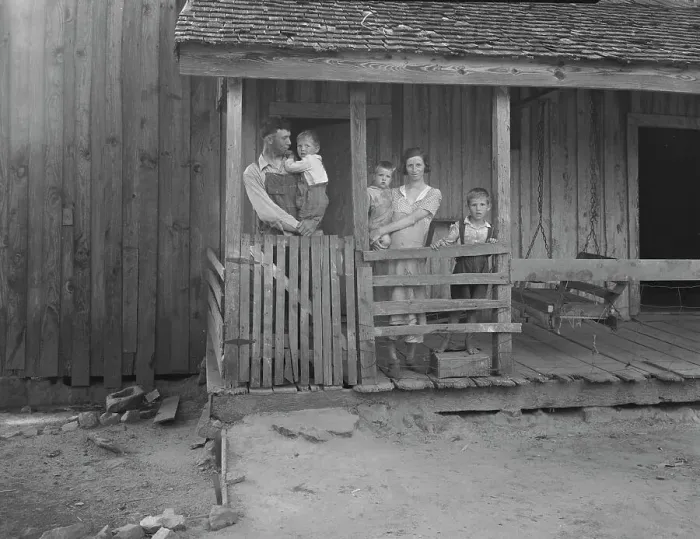 Framed Print : Tenant family with six children who are rural rehabilitation clients, Greene County, Georgia, 1937. Creator: Dorothea Lange Framed Print : Tenant family with six children who are rural rehabilitation clients, Greene County, Georgia, 1937. Creator: Dorothea Lange