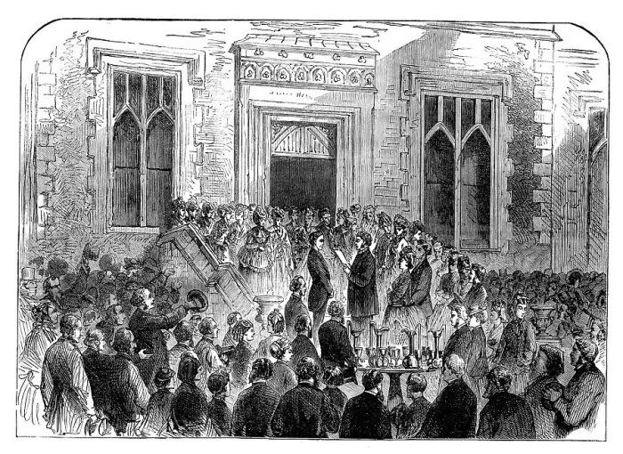 Framed Print : Tenants of the Earl of Bandon presenting a gift to his son, Lord Bernard, 1871. Creator: Unknown Framed Print : Tenants of the Earl of Bandon presenting a gift to his son, Lord Bernard, 1871. Creator: Unknown