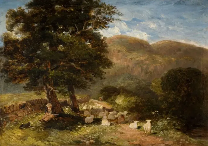 Framed Print : Tending Sheep, Bettws-y-Coed, 1849. Creator: David Cox the elder Framed Print : Tending Sheep, Bettws-y-Coed, 1849. Creator: David Cox the elder