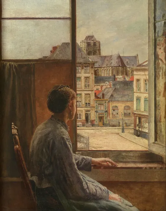 Framed Print : The Teniersplaats in Antwerp, 1876. Creator: Henri Jean Augustin de Braekeleer Framed Print : The Teniersplaats in Antwerp, 1876. Creator: Henri Jean Augustin de Braekeleer
