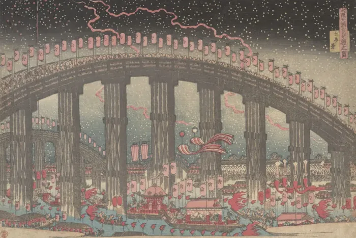 Framed Print : The Tenmangu Festival at Osaka, 1834. Creator: Gakutei Framed Print : The Tenmangu Festival at Osaka, 1834. Creator: Gakutei