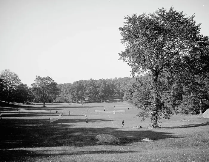 Framed Print : Tennis courts, Franklin Park, Boston, Mass. c1906. Creator: Unknown Framed Print : Tennis courts, Franklin Park, Boston, Mass. c1906. Creator: Unknown
