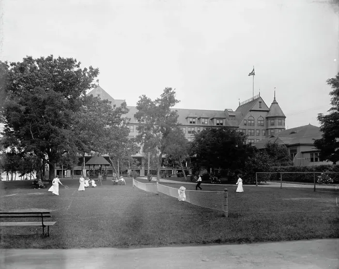Framed Print : Tennis at Manhansett [sic] House, Shelter Island, N.Y. c1904. Creator: Unknown