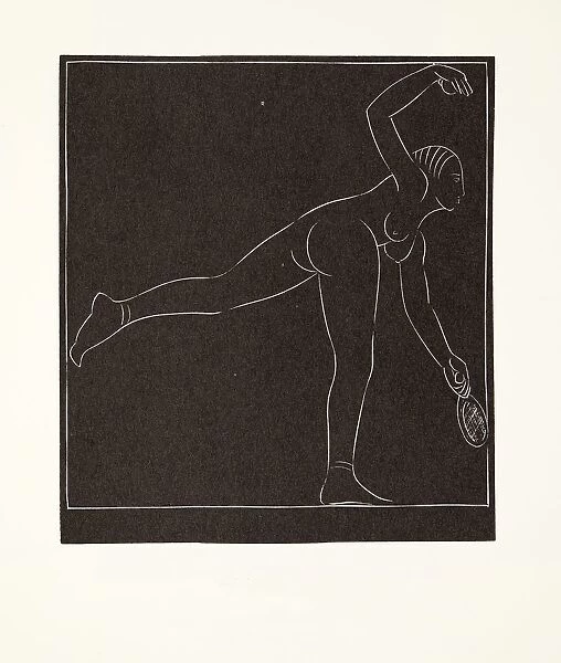 The Tennis Player, 1923, (wood engraving)