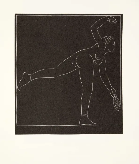 Framed Print : The Tennis Player, 1923, (wood engraving) Framed Print : The Tennis Player, 1923, (wood engraving)
