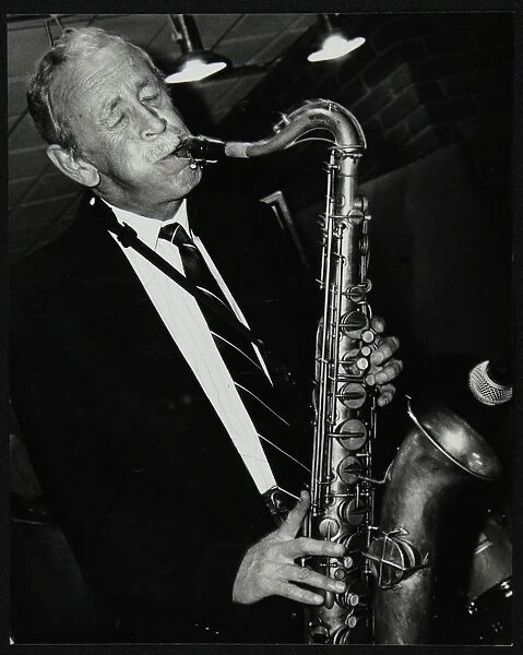 Tenor saxophonist Spike Robinson playing at The Fairway, Welwyn Garden City, Hertfordshire, 1992