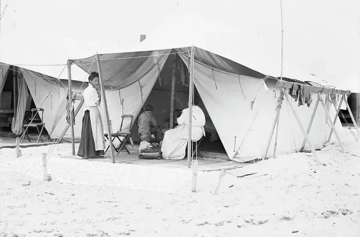 Framed Print : Tent City, Rockaway, 1910. Creator: Bain News Service Framed Print : Tent City, Rockaway, 1910. Creator: Bain News Service