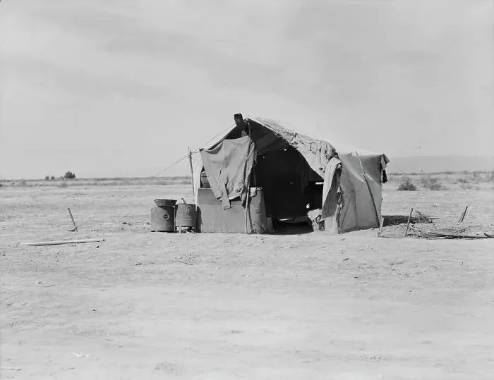 Framed Print : Tent housing a family, Imperial County, California, 1937. Creator: Dorothea Lange Framed Print : Tent housing a family, Imperial County, California, 1937. Creator: Dorothea Lange