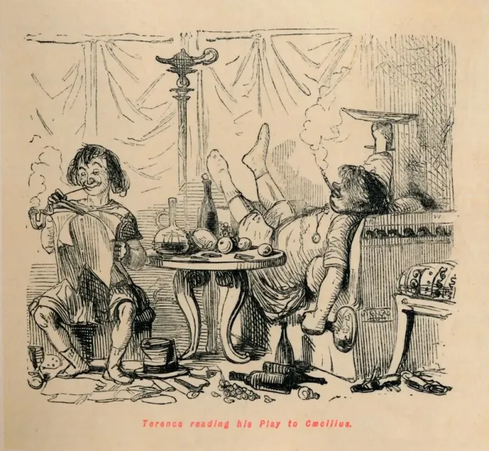 Framed Print : Terence reading his Play to Caecilius, 1852. Artist: John Leech