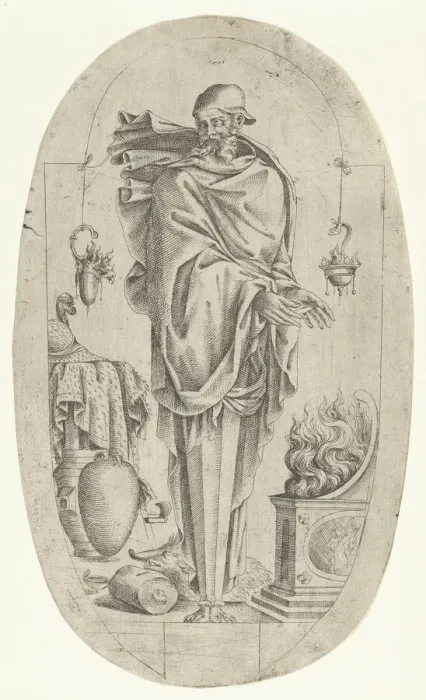 Framed Print : Term in the Form of an Old Man Warming His Hands, 1535-55. Creator: Jean Mignon Framed Print : Term in the Form of an Old Man Warming His Hands, 1535-55. Creator: Jean Mignon