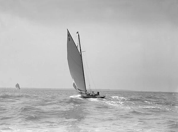 Termagent, an early gaff rigged 8 Metre sailing yacht, 1911. Creator: Kirk & Sons of Cowes