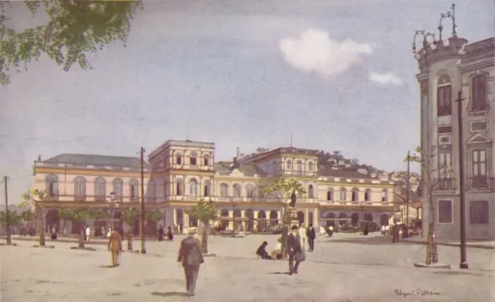 Framed Print : Terminus of the Central Railway of Brazil, Rio de Janeiro, 1914. Artist: Edgar L Pattison Framed Print : Terminus of the Central Railway of Brazil, Rio de Janeiro, 1914. Artist: Edgar L Pattison