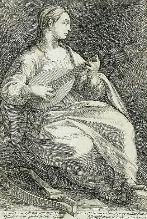 Framed Print : Terpsichore, 1592. Creator: Hendrik Goltzius Framed Print : Terpsichore, 1592. Creator: Hendrik Goltzius