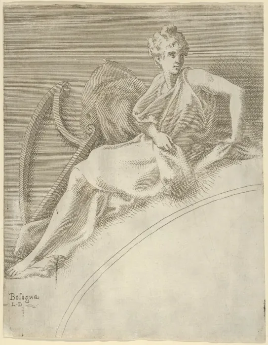 Framed Print : Terpsichore, from the series Twelve Muses and Goddesses, ca. 1542-45. Creator: Leon Davent Framed Print : Terpsichore, from the series Twelve Muses and Goddesses, ca. 1542-45. Creator: Leon Davent
