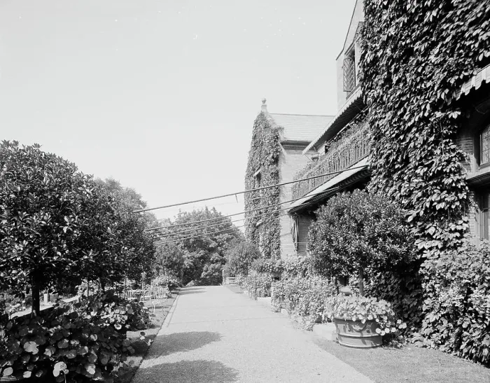 Framed Print : On the front terrace, country home of W.E.S. Griswold, Lenox, Mass. c.between 1910 and 1920. Creator: Unknown Framed Print : On the front terrace, country home of W.E.S. Griswold, Lenox, Mass. c.between 1910 and 1920. Creator: Unknown